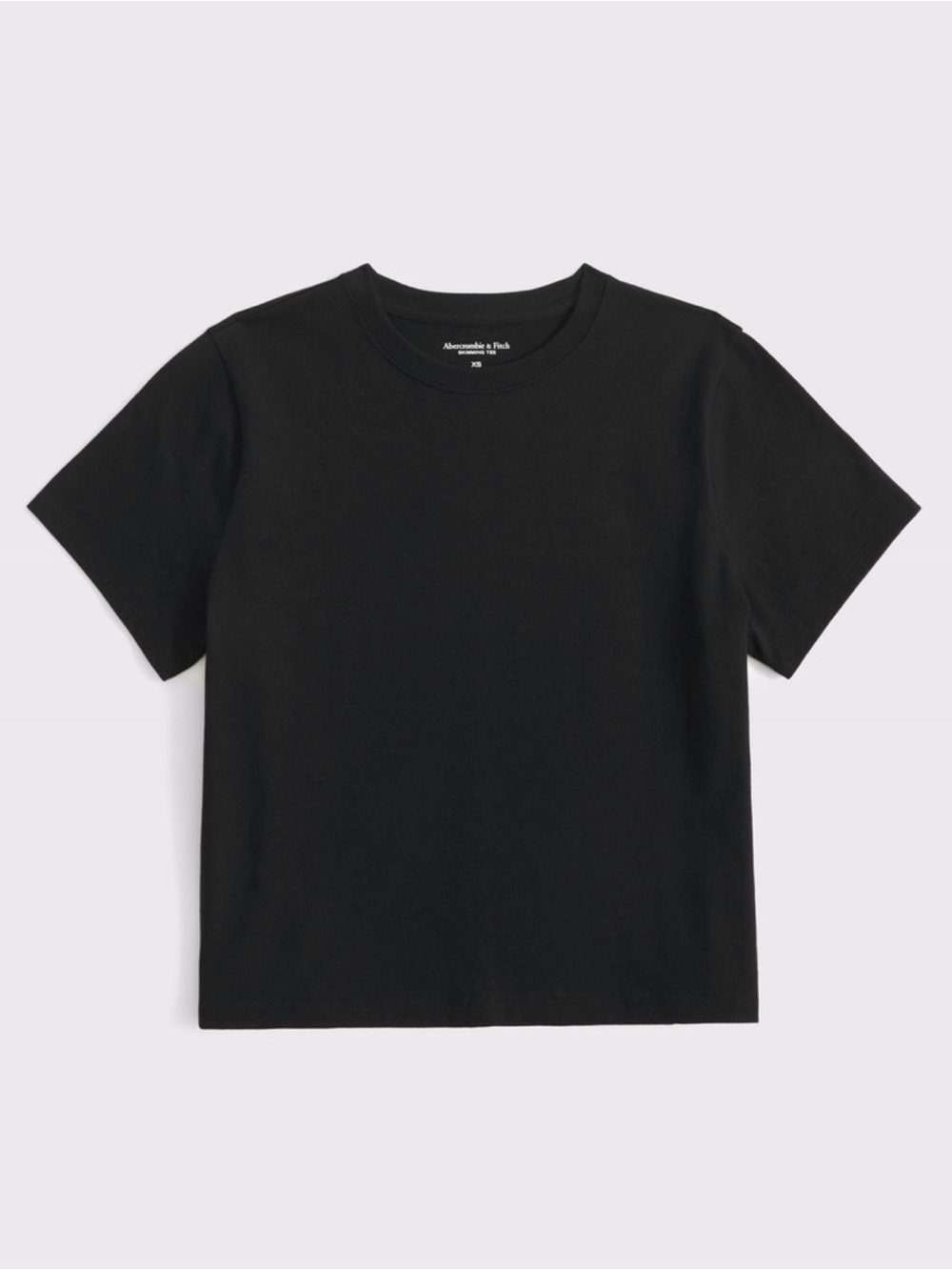 Black Short Sleeve Crew Crop Tee- AF Essential Polished Body-Skimming Tee - Picture 2 of 4